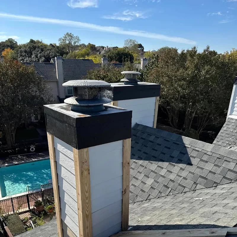 Roof and chimney detail from the HOA exterior project