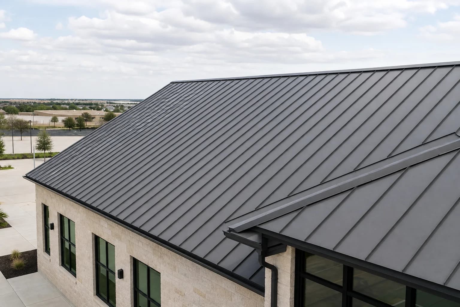 Representative commercial standing-seam metal roof