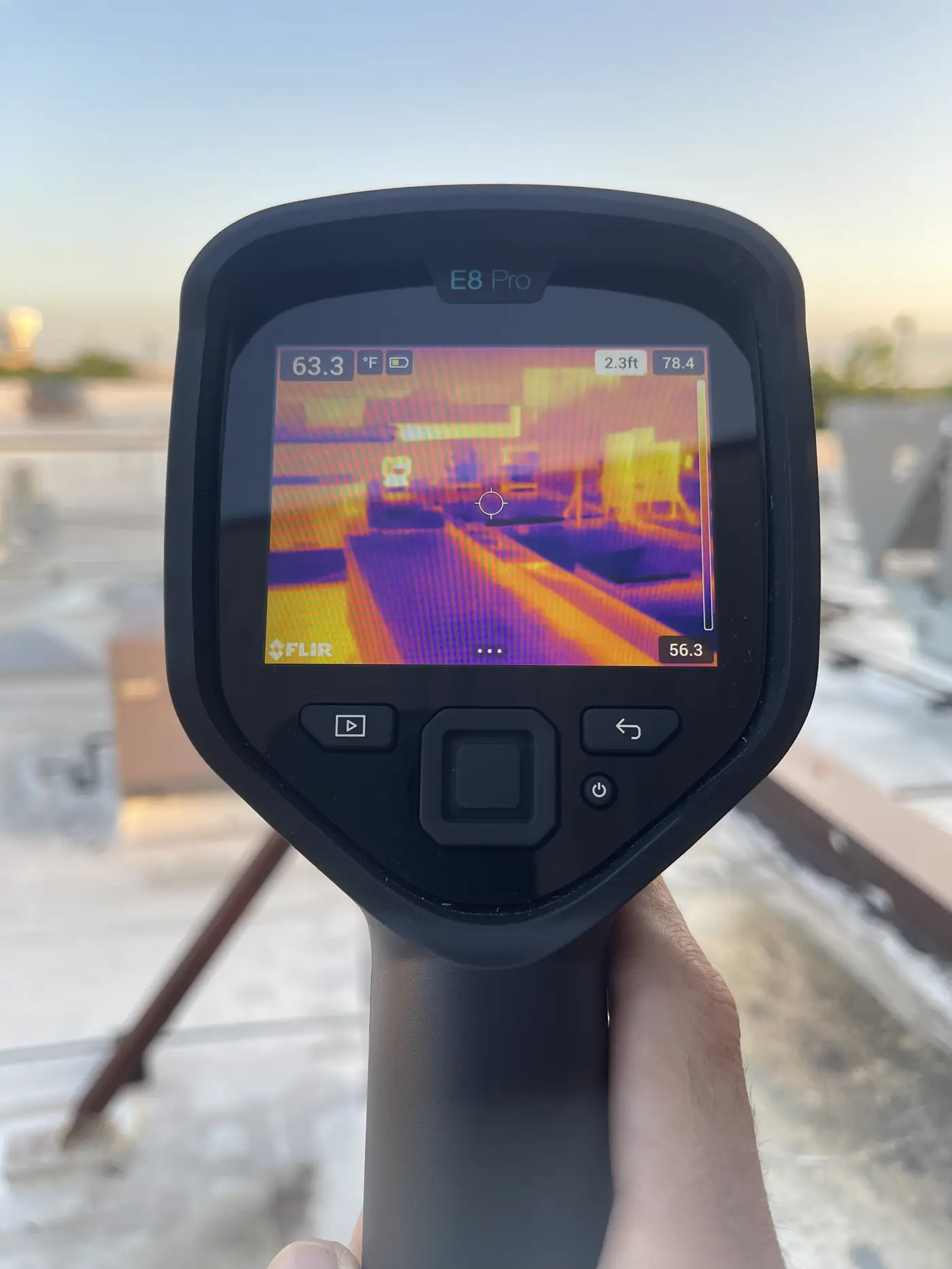 Thermal camera used to investigate conditions on a commercial roof
