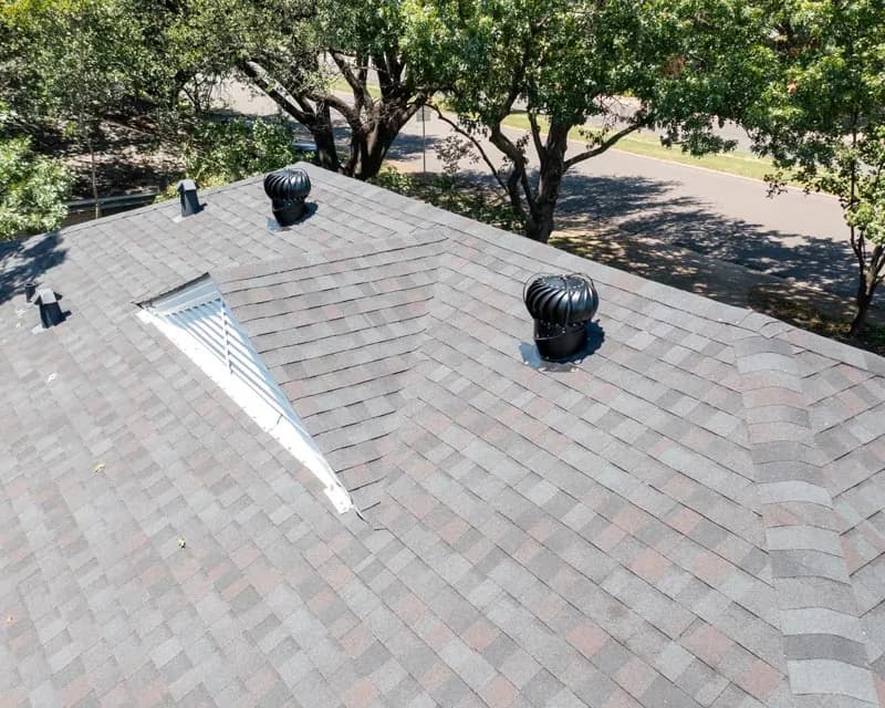 Roof ventilation and completed shingle field
