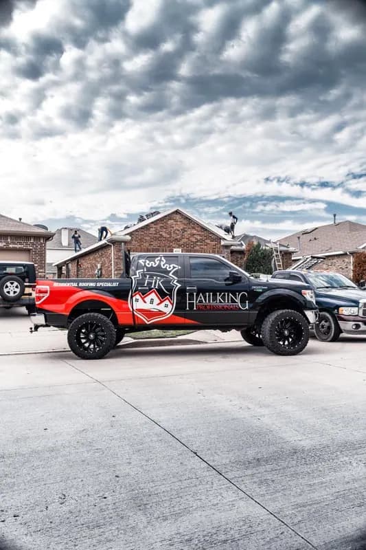 HailKing project vehicle at an active residential roofing job