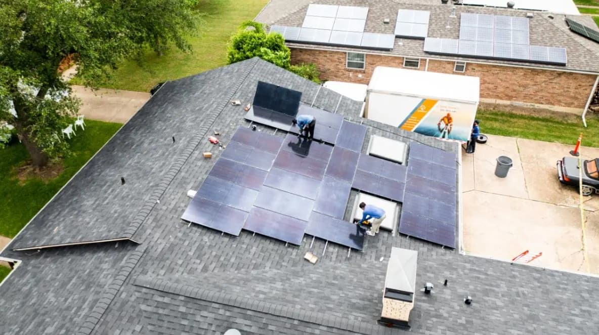 Residential solar array installed on a completed roof