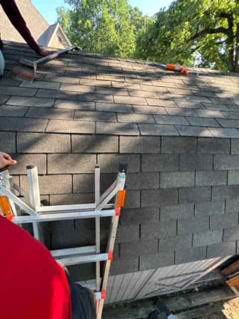 Repaired shed roof documented with Cj Winslow's roof repair review