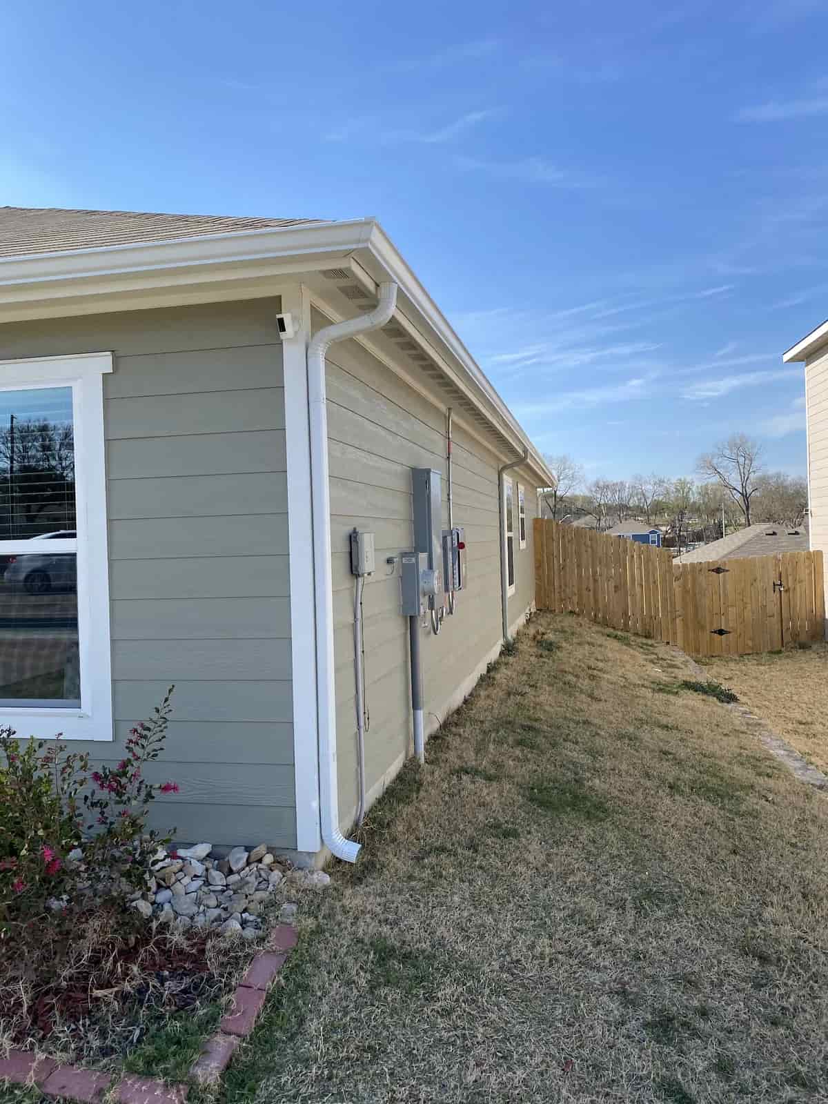 Completed gutter installation photographed with Jamesetta C's review