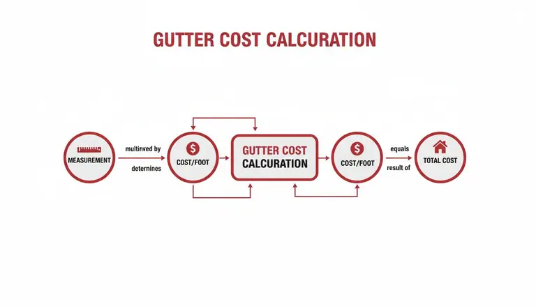 Flowchart illustrating the calculation of gutter costs, detailing steps from measurement to total cost.