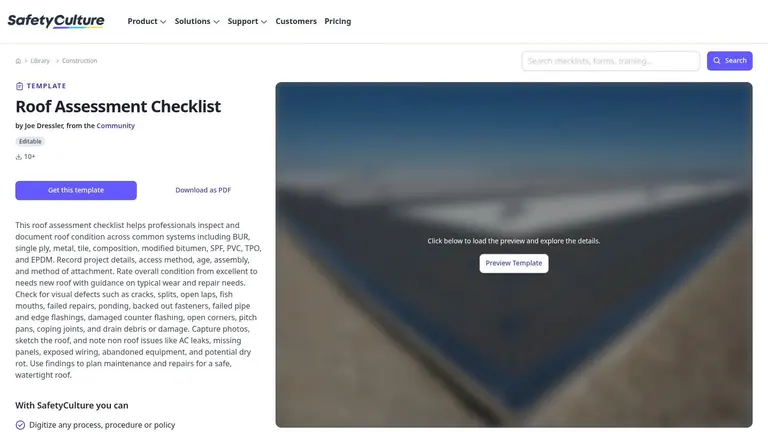 SafetyCulture – Roof Assessment Checklist (community template)