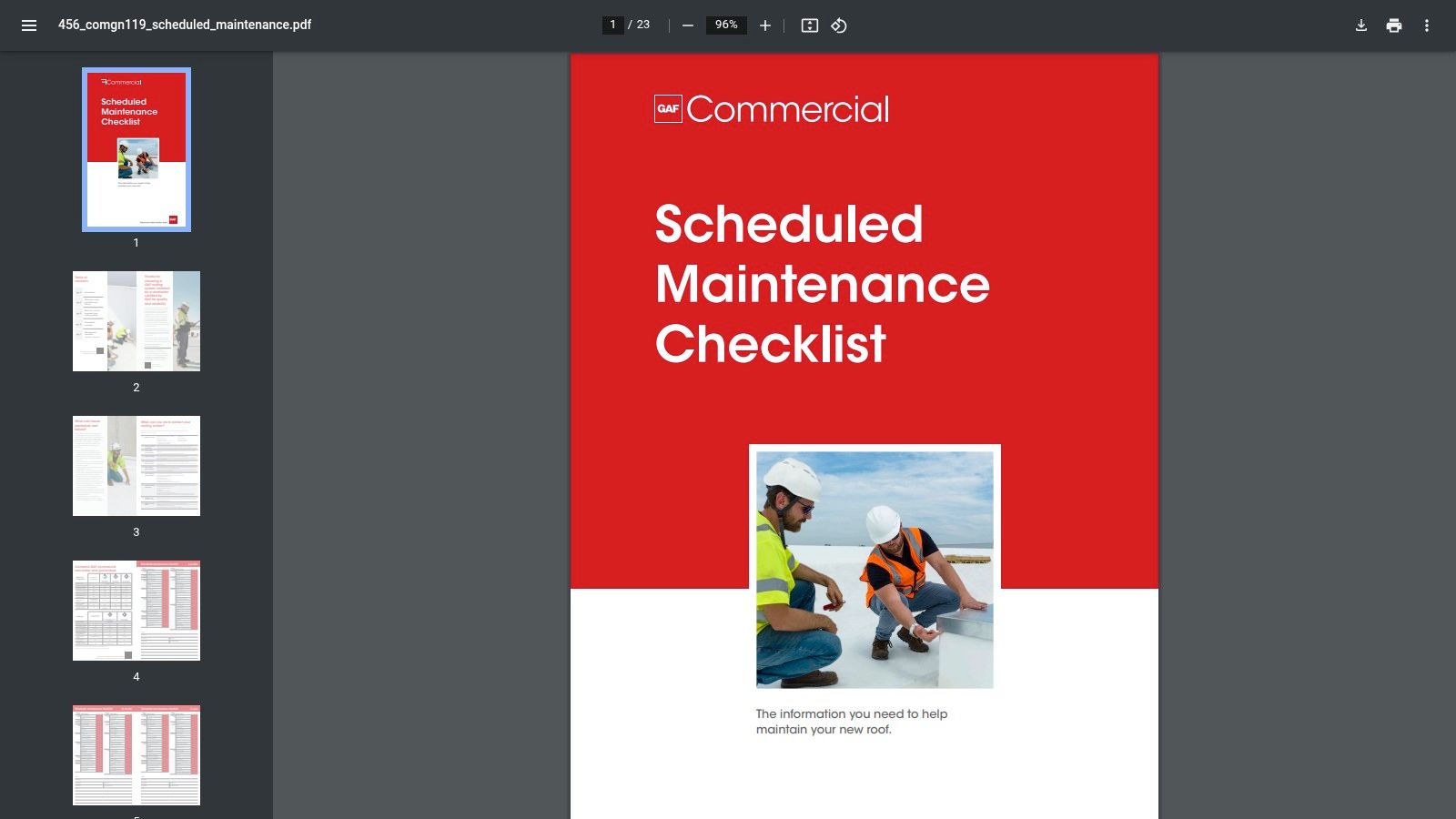 GAF – Commercial Scheduled Maintenance Checklist (PDF)